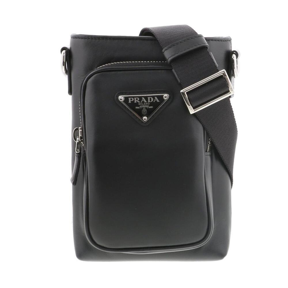 PRADA Leather Smart Phone Case Bag Shoulder Messenger Black